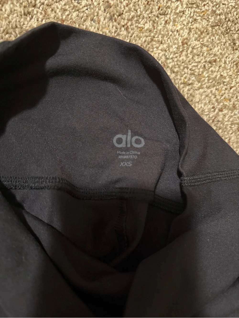 ALO Yoga  Black Leggings with Velvet Stripe Panels